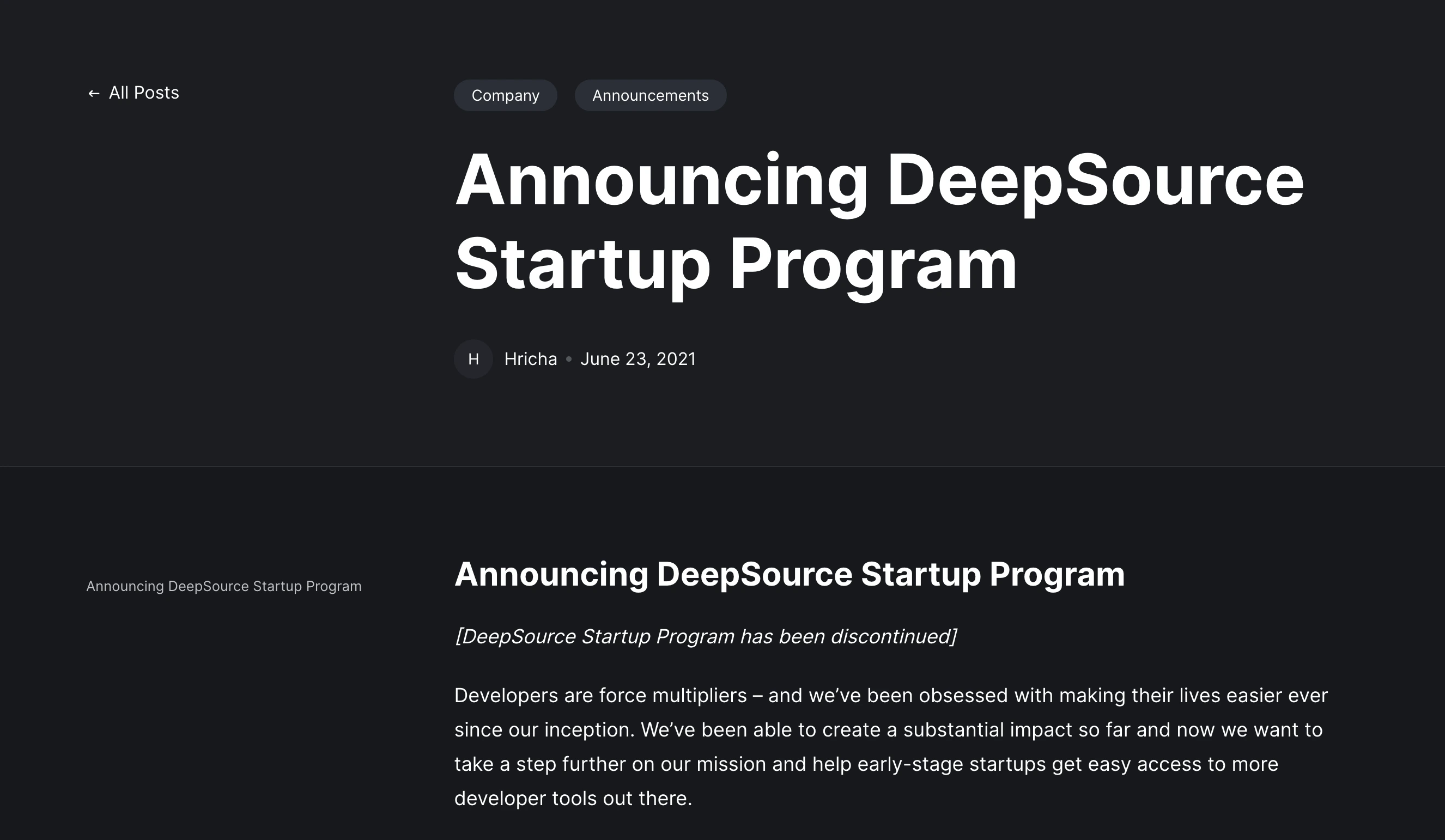 DeepSource Startup Program